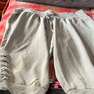 Gray Lace-Up Jogger Pants